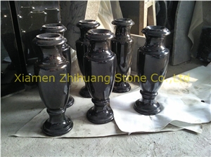 Polished Shanxi Black Granite Vase