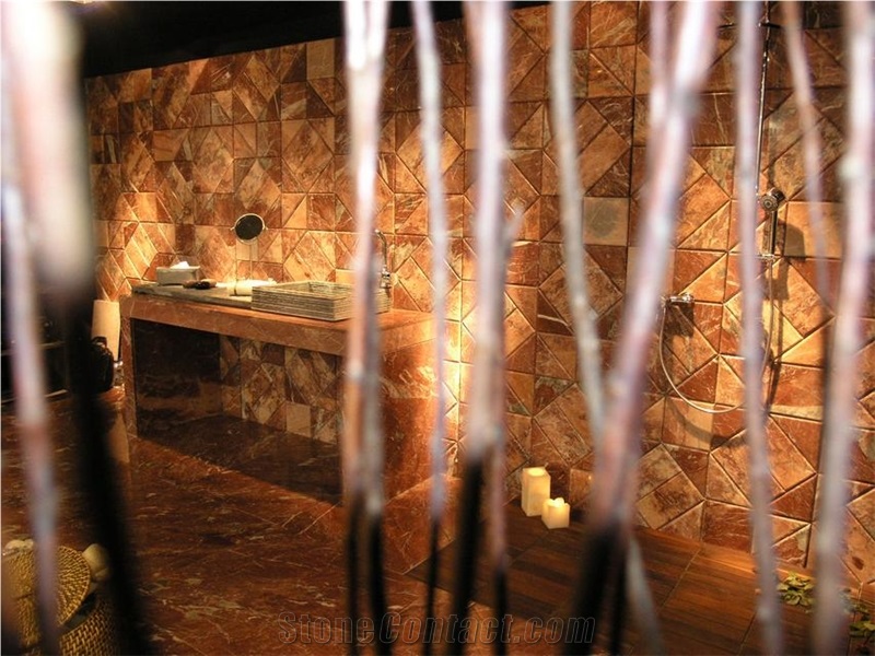 Mykalissos Red Nature Marble Bathroom Design