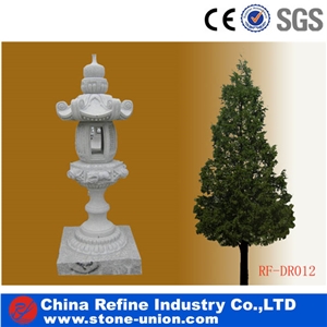 Antique Granite Chinese Stone Japanese Style Lanterns,Natural Stone Grey Granite Lanterns,China Sesame White Granite Garden Lantern Sculptures