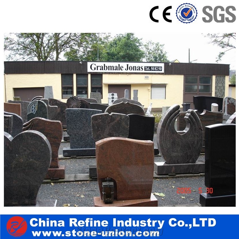Black Grantie Monument Heart Shaped , Angel Monument,Russian Style Granite Tombstone,Engraved Headstones, Tombstone Cemetery Bench