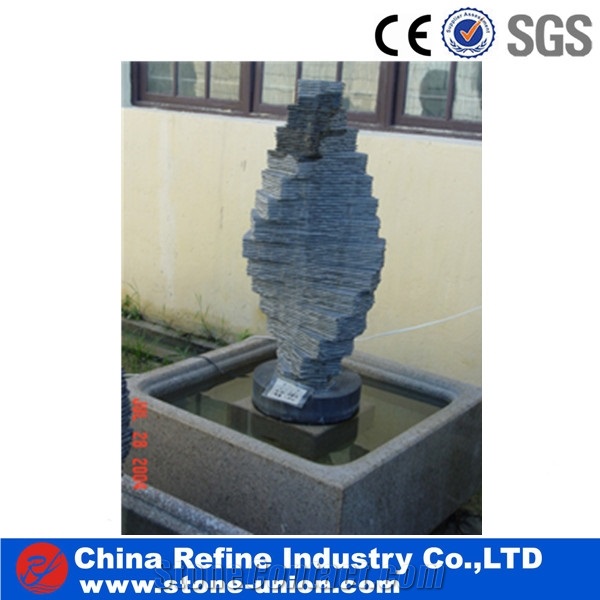 Carved Eagle and Waterwheel Fountain , Fountain Statue & Sculpture for Sale , Slate Water Fountain