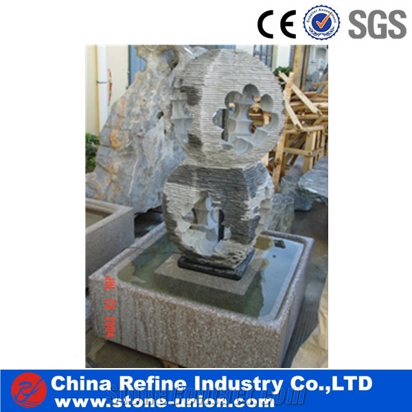 Carved Eagle and Waterwheel Fountain , Fountain Statue & Sculpture for Sale , Slate Water Fountain