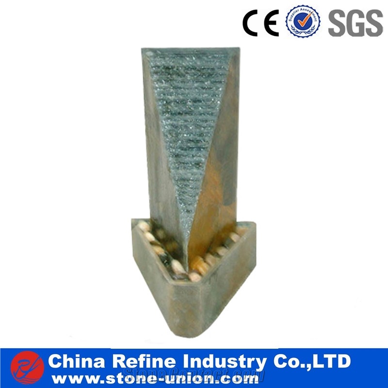Chinese Slate Garden Fountain , Slate Culture Stone Fountain,Wall Mounted Stone Waterfall Fountain China Home Decoration Wholesale Slate Waterfall Fountain