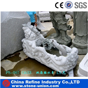 Double Dolphin with Waterwheel Fountain Sculpture Fountains,Carved Fountains,Garden Fountain Carving Stone for Sale,Square Fountains