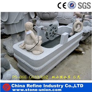Double Kids with Waterwheel Fountain Garden Fountains,Handcarved Exterior Fountains for Garden Decoration,Water Fountain with Statue