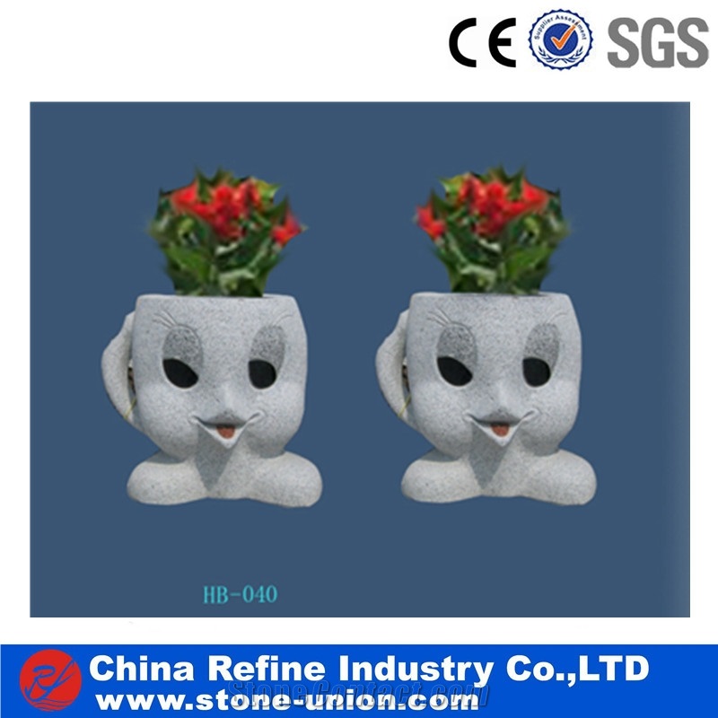 Granite Flower Pot Finished Carving , Abstract Art Statue,Flower Pots,Flower Stand,Planter Pots,Flower Vases