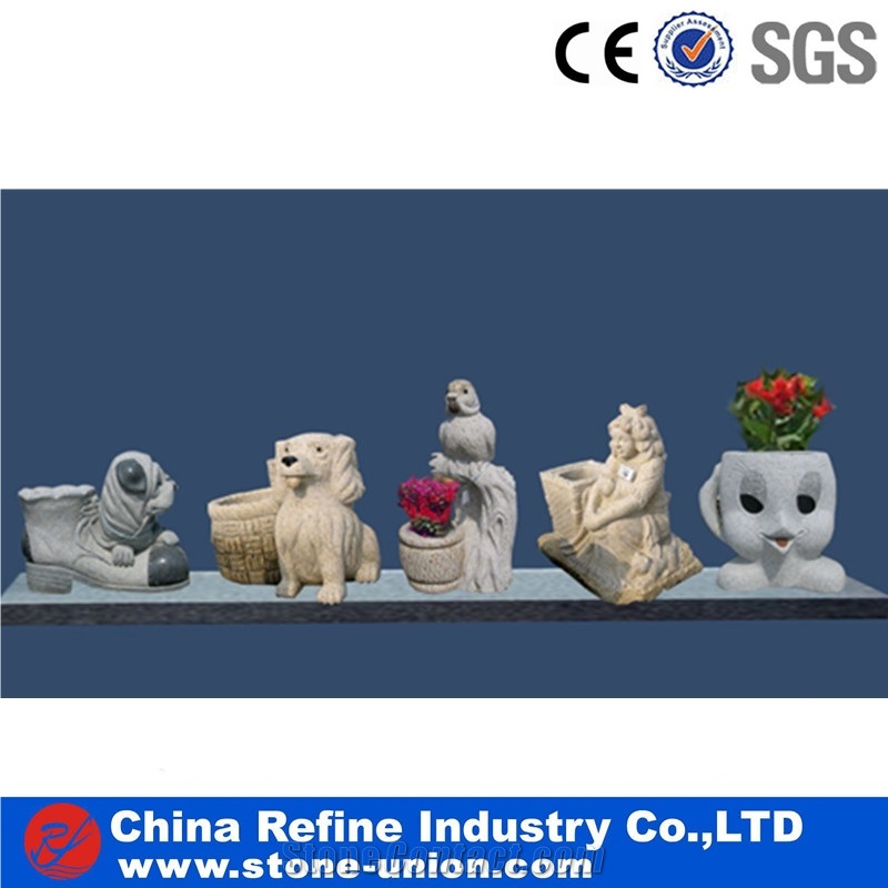 Granite Flower Pot Finished Carving , Abstract Art Statue,Flower Pots,Flower Stand,Planter Pots,Flower Vases