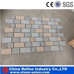 Granite Paving Stone,Driveway Paving Stone,Granite Paver Stone , Landscaping Paver Stone, Round Granite Cobbles on Mesh,Cube Stone Paving