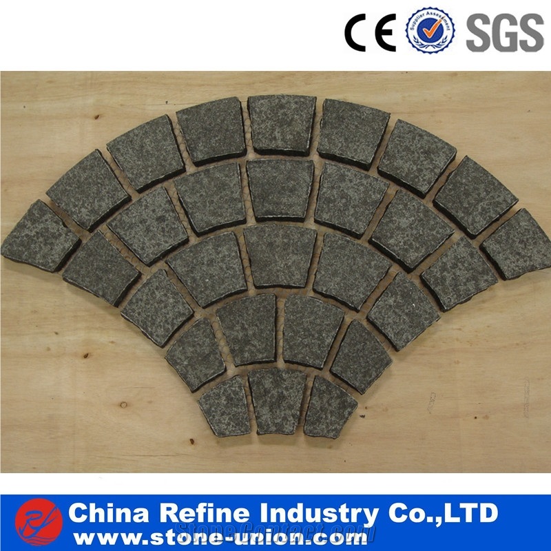 Granite Paving Stone,Driveway Paving Stone,Granite Paver Stone , Landscaping Paver Stone, Round Granite Cobbles on Mesh,Cube Stone Paving