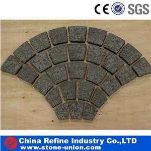 Granite Paving Stone,Driveway Paving Stone,Granite Paver Stone , Landscaping Paver Stone, Round Granite Cobbles on Mesh,Cube Stone Paving