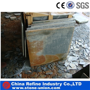 Green Bottom China Rusty Stone Wall Panel , Natural Slate