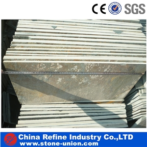 Green Bottom China Rusty Stone Wall Panel , Natural Slate