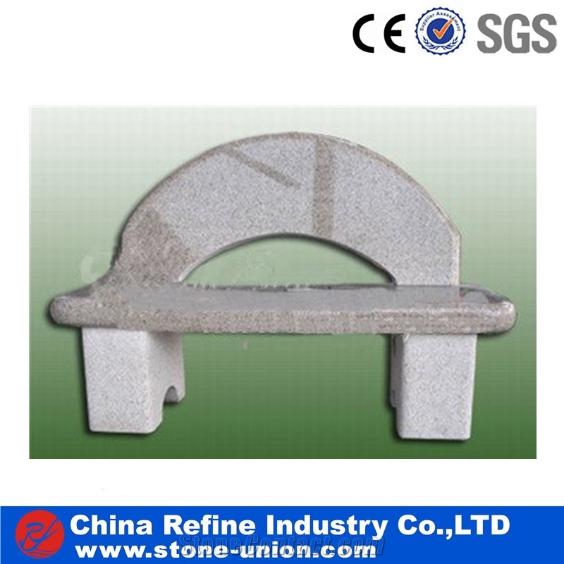 Grey Granite Arc Backrest Stone Benches , Natural Granite Exterior Bench