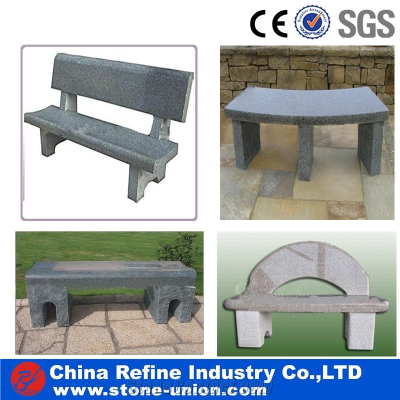 Grey Granite Benches for Garden Decoration , Simple Granite Stone Benches for Rest