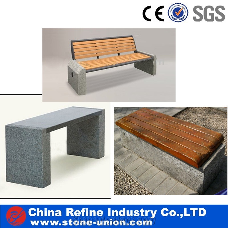 Grey Granite Benches for Garden Decoration , Simple Granite Stone Benches for Rest