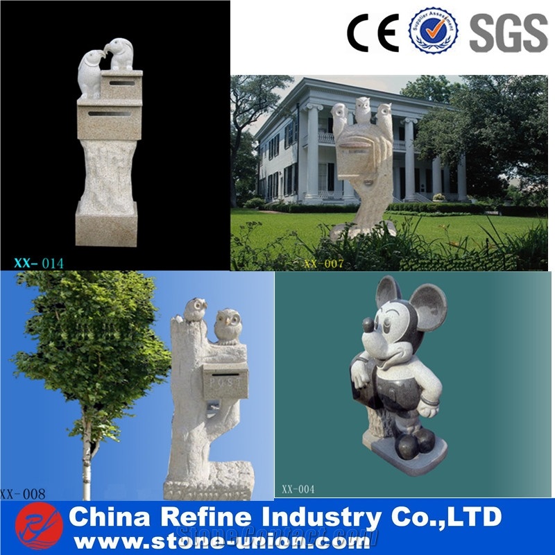 Grey Granite Mickey Mailbox , Stone Carving Postboxes Mickey Shaped,Lettter Boxes,Garden Mailboxes,Chinese Style Mailboxes