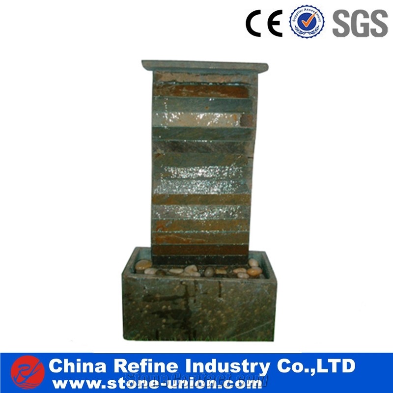 Grey Slate Fountain for Garden , Natural Slate Water Fountain,Cheap Natural Indoor Slate Water Fountain