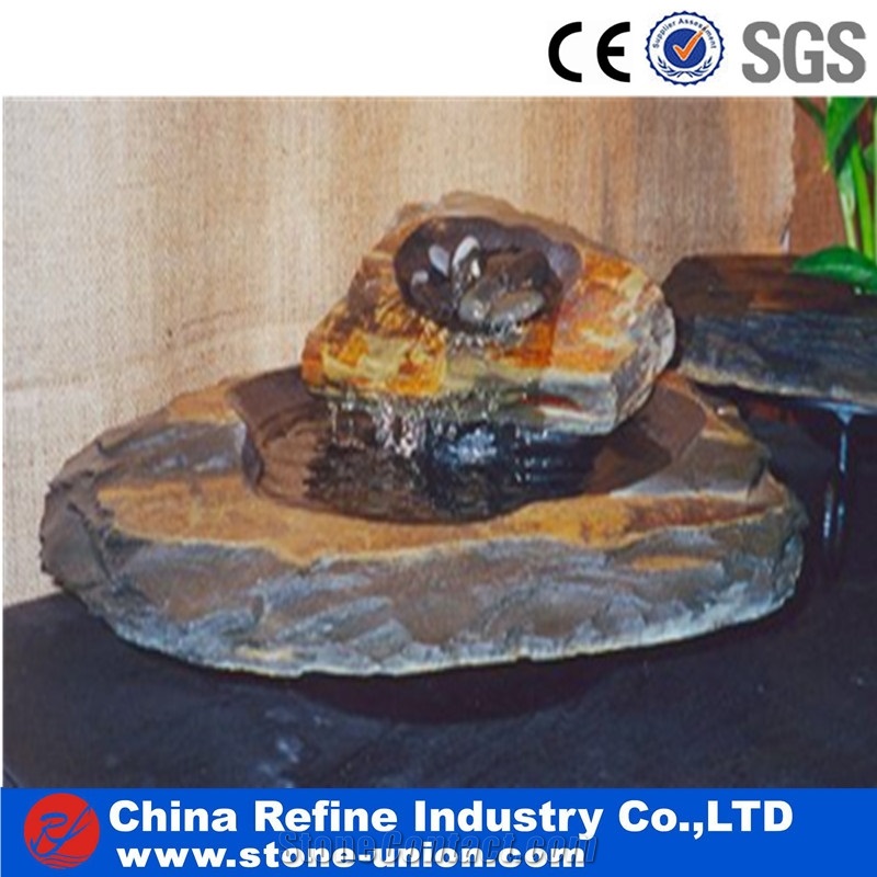 Grey Slate Fountain for Garden , Natural Slate Water Fountain,Cheap Natural Indoor Slate Water Fountain