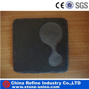 Heart Shaped Slate Black Board For Restaurant , Western