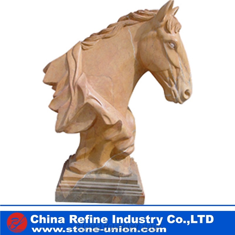 Horse Head Statue, Animal Sculpture, Garden Sculpture, Landscape Sculpture, Animal Carving Stone for Garden Decration, House Statue, Marble Statue & Sculpture & Handcraft