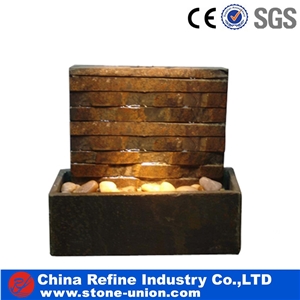 Interior Slate Fountain Designs with Lamp , Decorated Slate Fountain,Outdoor Small Water Fountain with Led Light, Slate Water Fountain