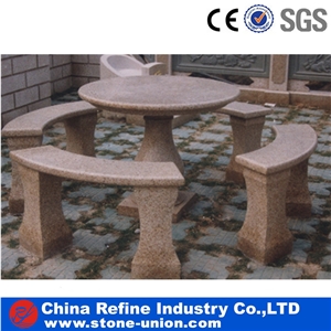Landscaping Carving Sculptured Table Set, Stone Table, Marble Table, Granite Benches