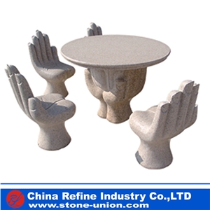 Landscaping Carving Sculptured Table Set, Stone Table, Marble Table, Granite Benches