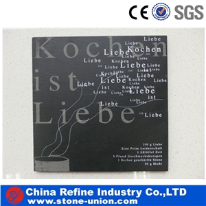 Lettering Square Black Slate Trays , Cutting Board Tray With