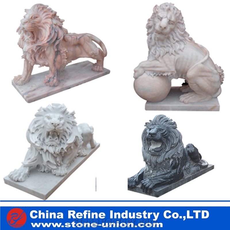 Lion Animal Sculpture, Animal Marble Sculpture, Garden Sculptures, Lion Stone Carving, Landscape Sculptures,Handcarved Animal Statues