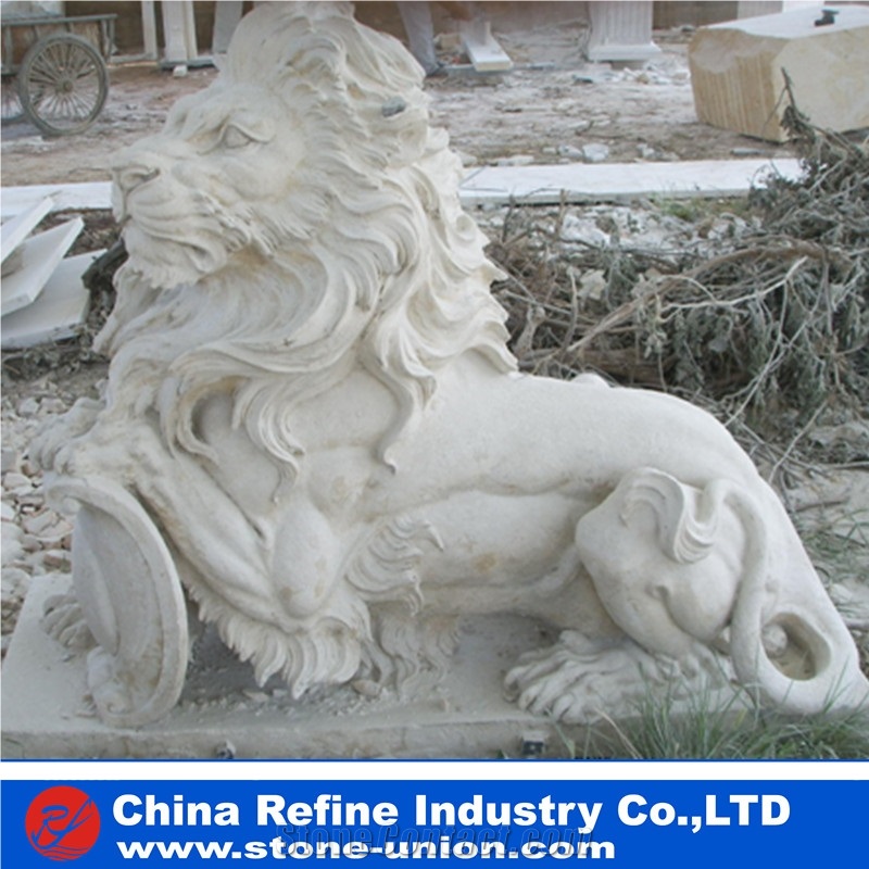 Lion Animal Sculpture, Animal Marble Sculpture, Garden Sculptures, Lion Stone Carving, Landscape Sculptures,Handcarved Animal Statues