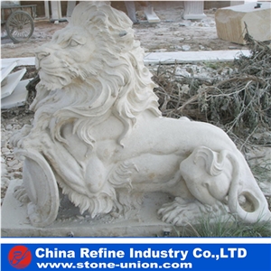 Lion Animal Sculpture, Animal Marble Sculpture, Garden Sculptures, Lion Stone Carving, Landscape Sculptures,Handcarved Animal Statues