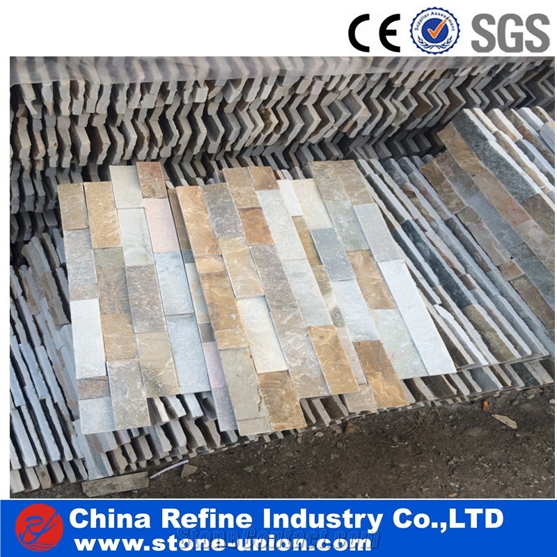Multicolor Cultured Stone Strip Tiles , Wall Decoration