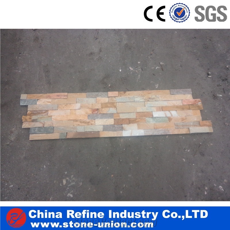 Multicolor Cultured Stone Strip Tiles , Wall Decoration