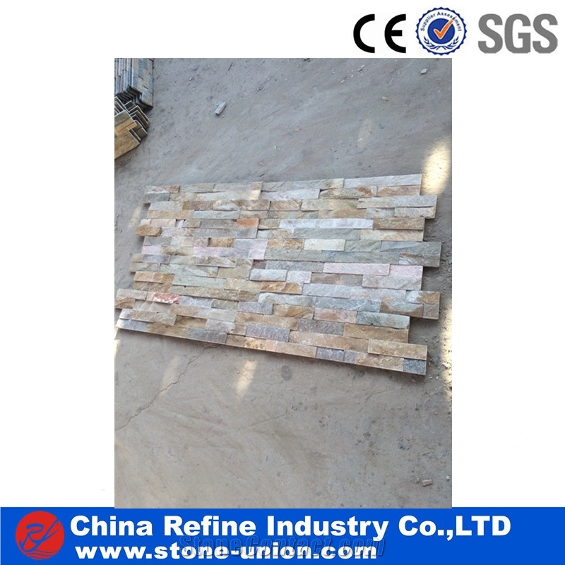 Multicolor Cultured Stone Strip Tiles , Wall Decoration