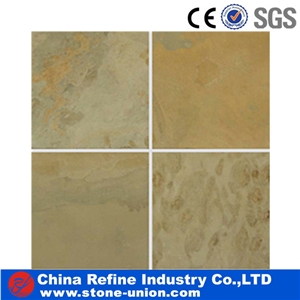 Natural Yellow Wooden Slate Cheap Slabs & Tiles, China Yellow Slate,Coping Stone Pool Slate Natural Split Tiles