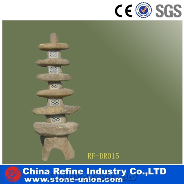 Outdoor Garden Decor Granite Japanese Lantern,China Rust Granite Garden Lantern Carving, G682 Yellow Granite Garden Lanterns,Stone Lantern for Garden