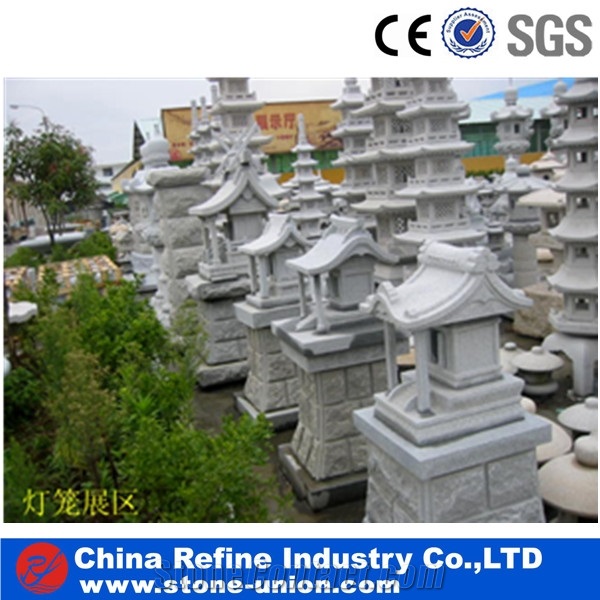 Outdoor Garden Decor Granite Japanese Lantern,China Rust Granite Garden Lantern Carving, G682 Yellow Granite Garden Lanterns,Stone Lantern for Garden
