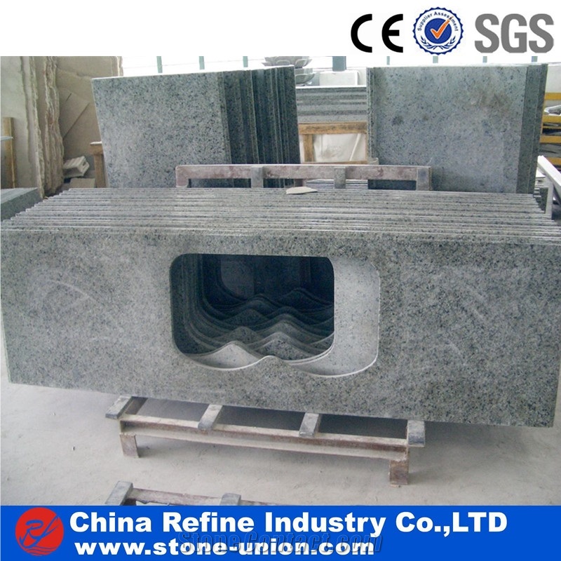 Rectangular Kitchen Countertop Grey Granite , All Kinds Of Granite Kitchen Worktops