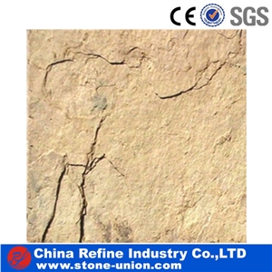 Slate Stone, Exterior Wall Yellow Mud Slate Tile, Yellow Slate Natural Finished, Light Yellow Flooring Tiles