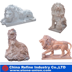 Sleeping Lion Statues , Lion Carved Stone, Lion Marble Statue , Landscape Garden Statues,Garden Lion Carving, Pair Of Lion Sculpture Set