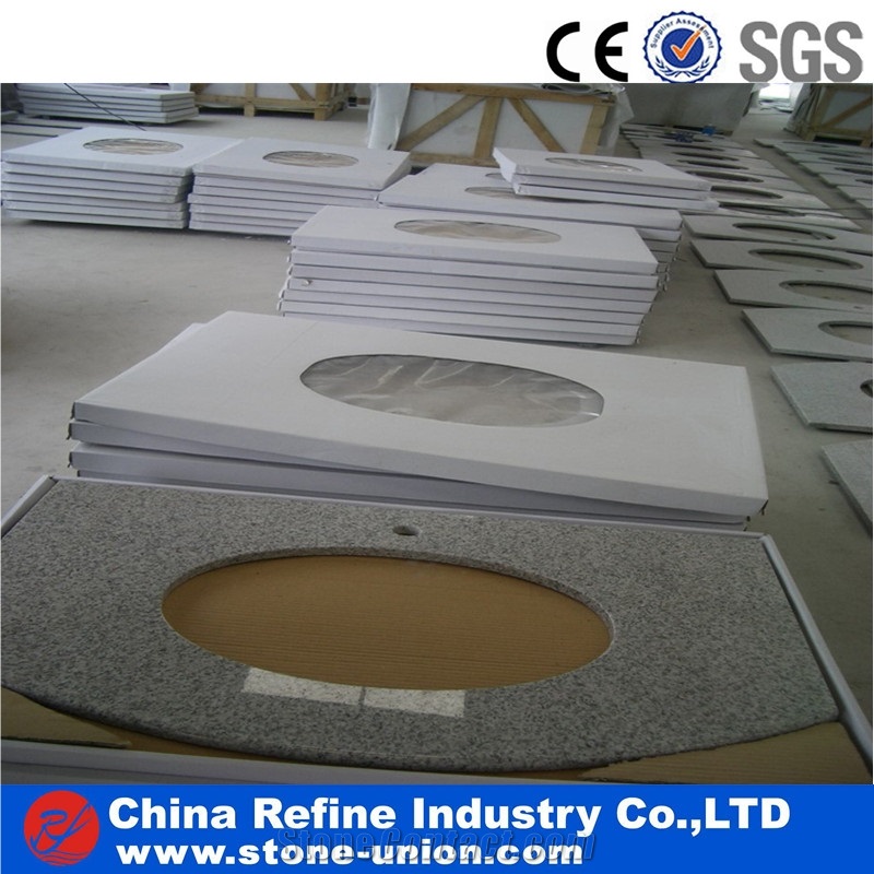 Stone Countertops Granite Material Thin Thickness , Grey Granite Kitchen Worktops
