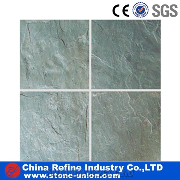 Super Dark Green Slate Slabs & Tiles, China Green Slate for Exterior, Interior, Wall Claddingexterior Decor Like Wall Cladding, Pool Coping, Stairs