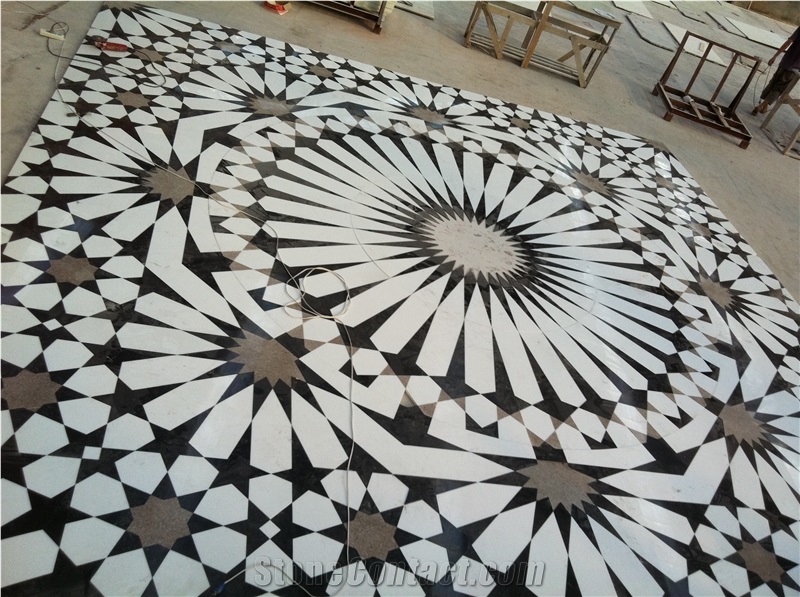 White Marble Medallion Floor Medallion