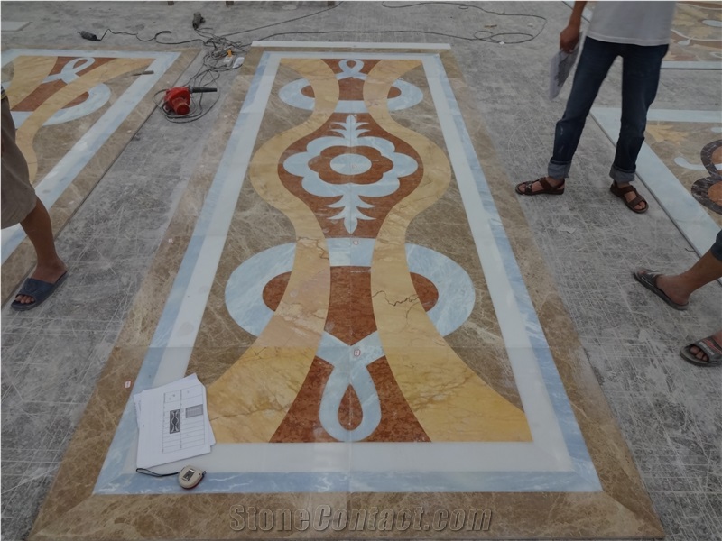 White Marble Medallion Floor Medallion