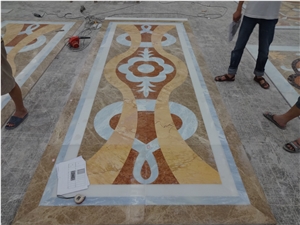 White Marble Medallion Floor Medallion