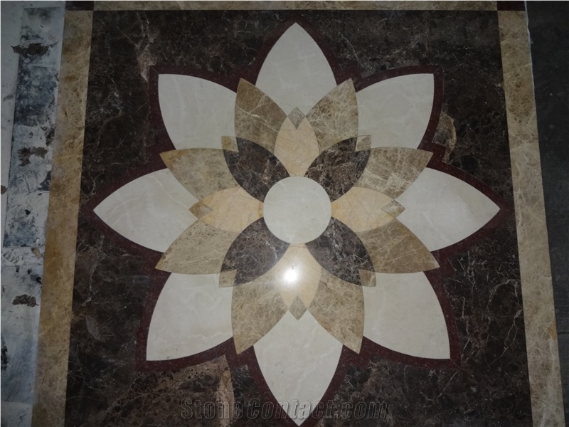 White Marble Medallion Floor Medallion