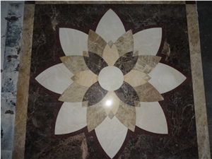 White Marble Medallion Floor Medallion