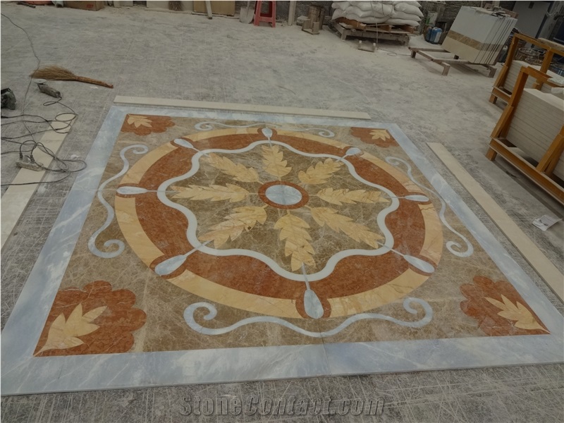 White Marble Medallion Floor Medallion