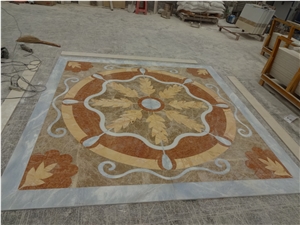 White Marble Medallion Floor Medallion