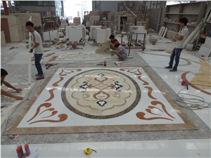 White Marble Medallion Floor Medallion